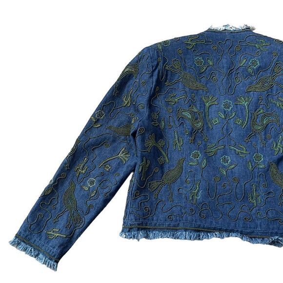 Double D Ranch Beaded Fringed Open Denim Jacket SMALL - Picture 6 of 16